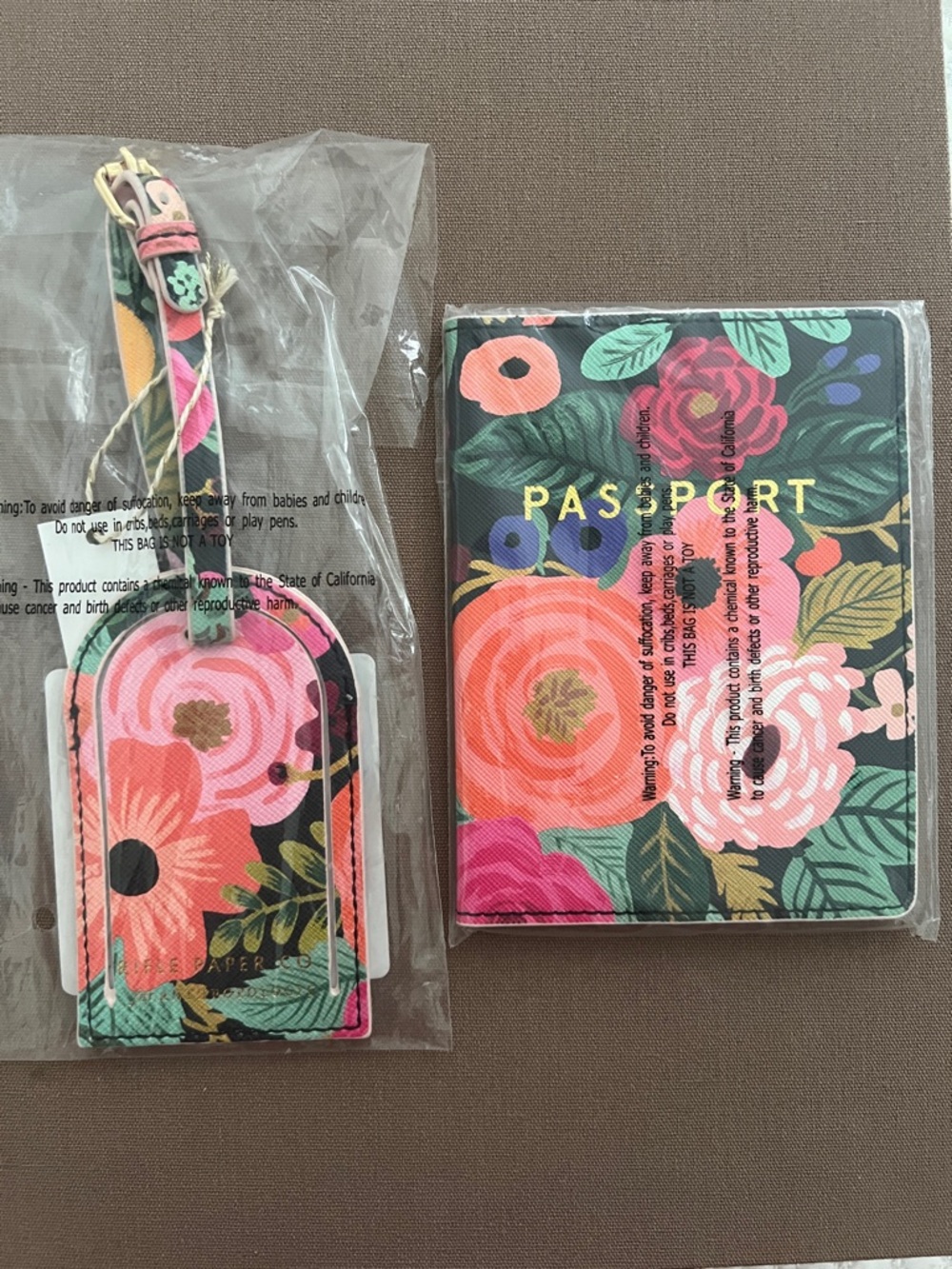 Rifle Paper Co for Anthropologie Passport and Luggage tag set NWT